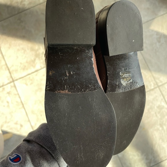 TORY BURCH ADELINE 21MM ALMOND BROWN TUMBLED LEATHER RIDING BOOTS W7 - Picture 11 of 14